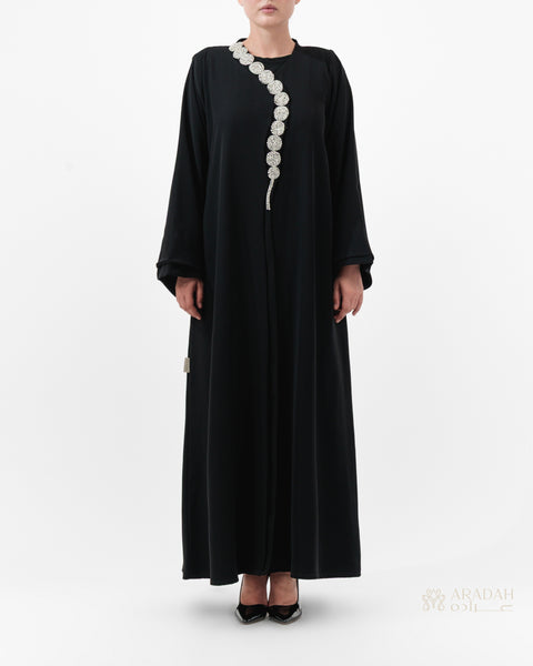 Aradah luxury abaya — Nidha fabric — Black — front view