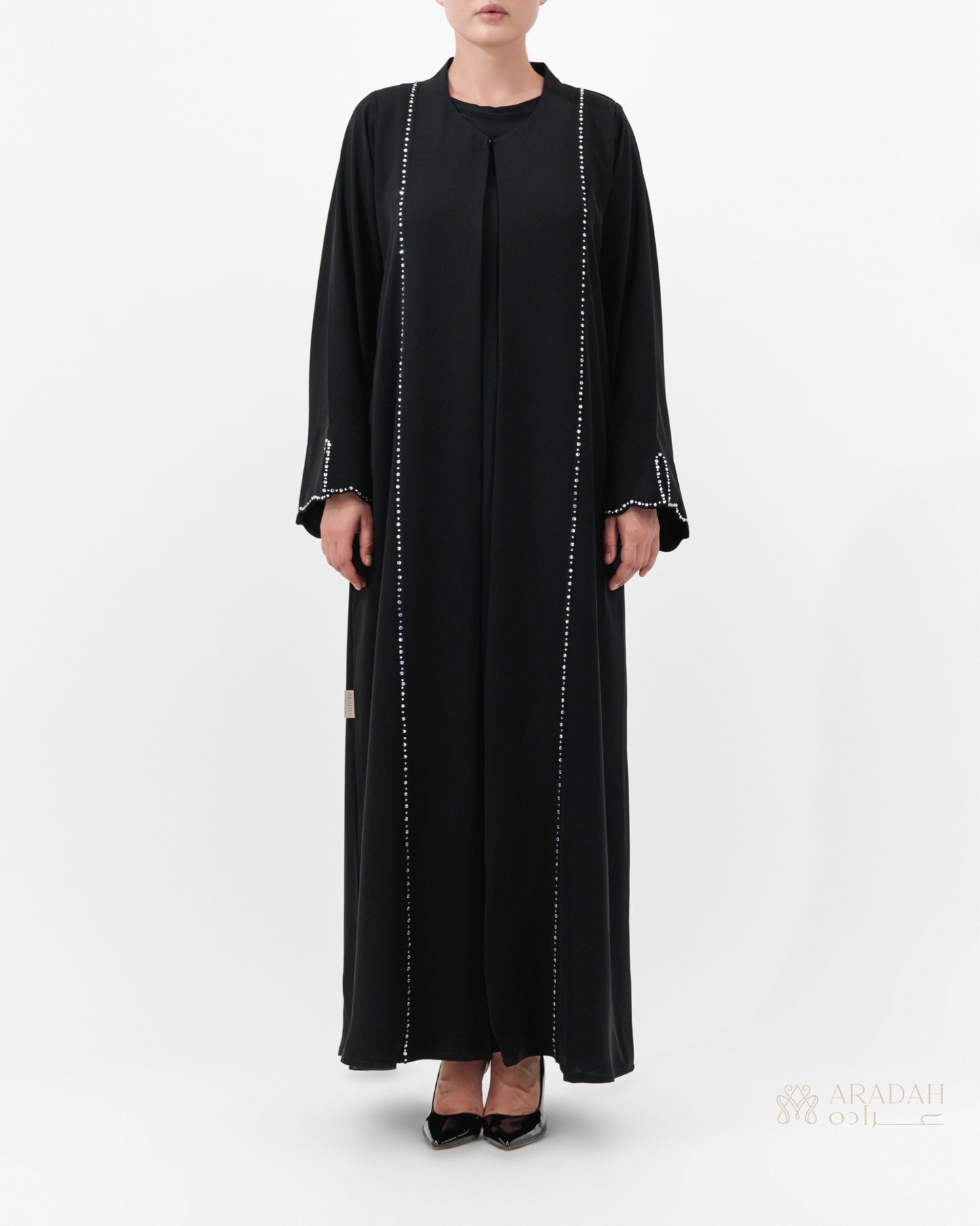 Aradah luxury abaya — Nidha fabric — Black — front view