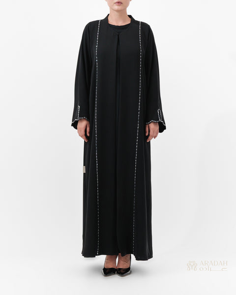 Aradah luxury abaya — Nidha fabric — Black — front view