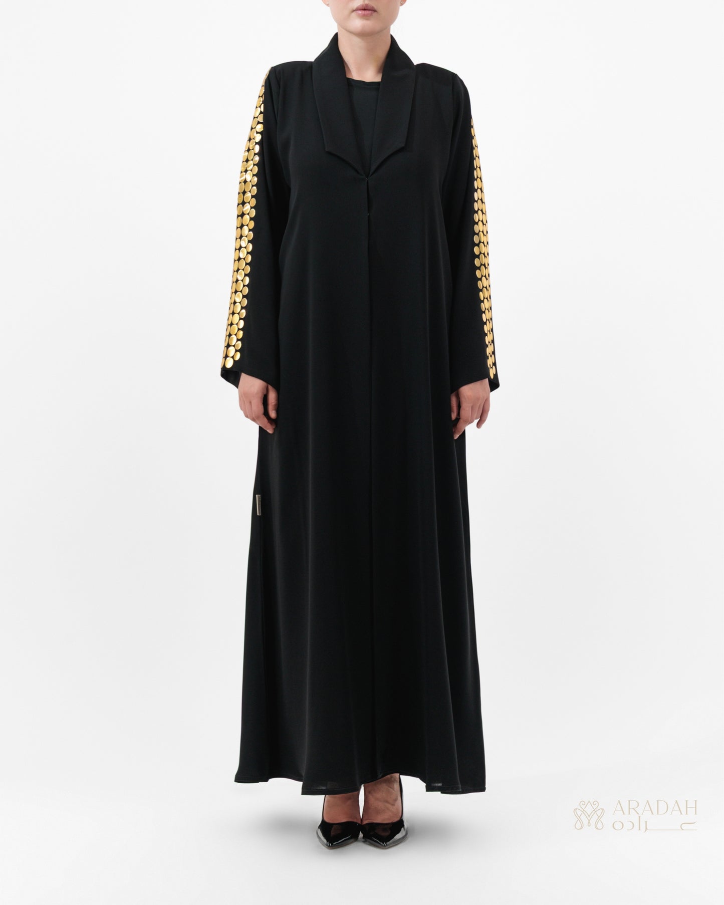 Helia abaya by Aradah — Nidha — black — front view