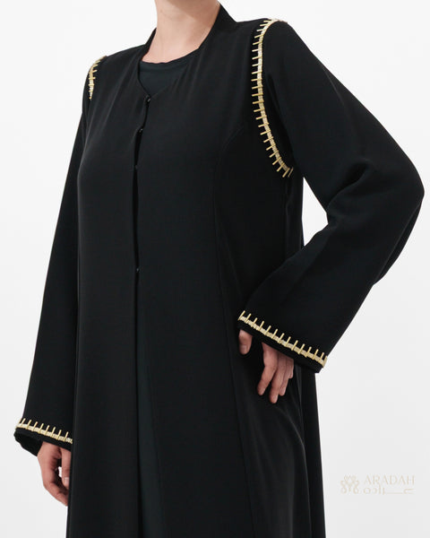 Aradah luxury abaya — Nidha fabric — Black — front view