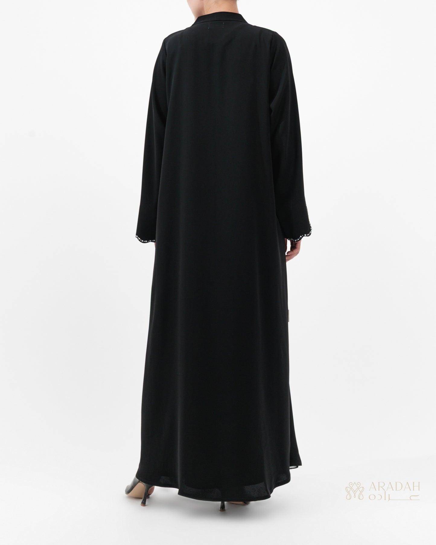 Aradah luxury abaya — Nidha fabric — Black — back view