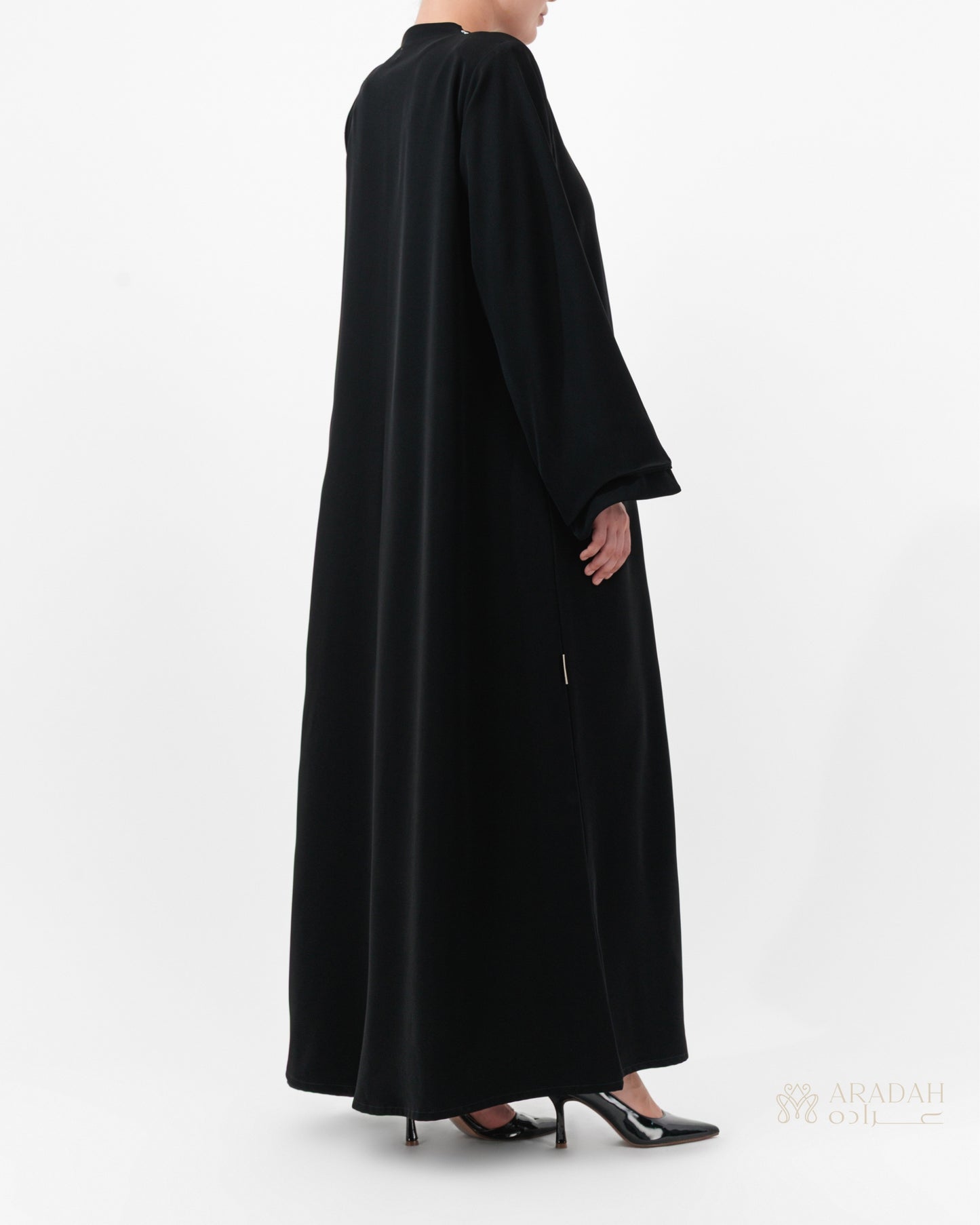 Aradah luxury abaya — Nidha fabric — Black — back view