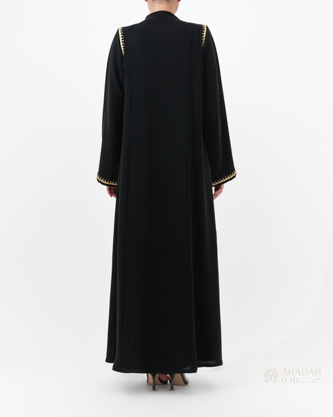 Aradah luxury abaya — Nidha fabric — Black — back view