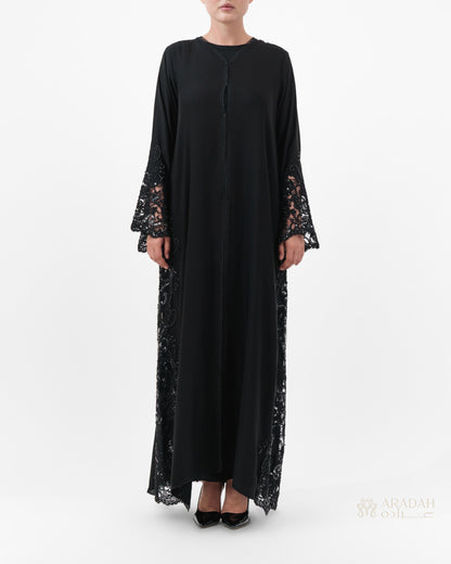 Aradah luxury abaya — Nidha fabric — Black — front view