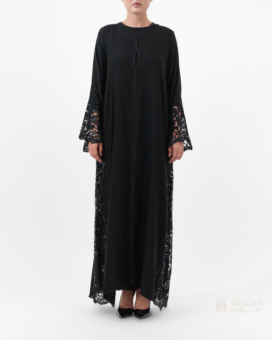 Aradah luxury abaya — Nidha fabric — Black — front view