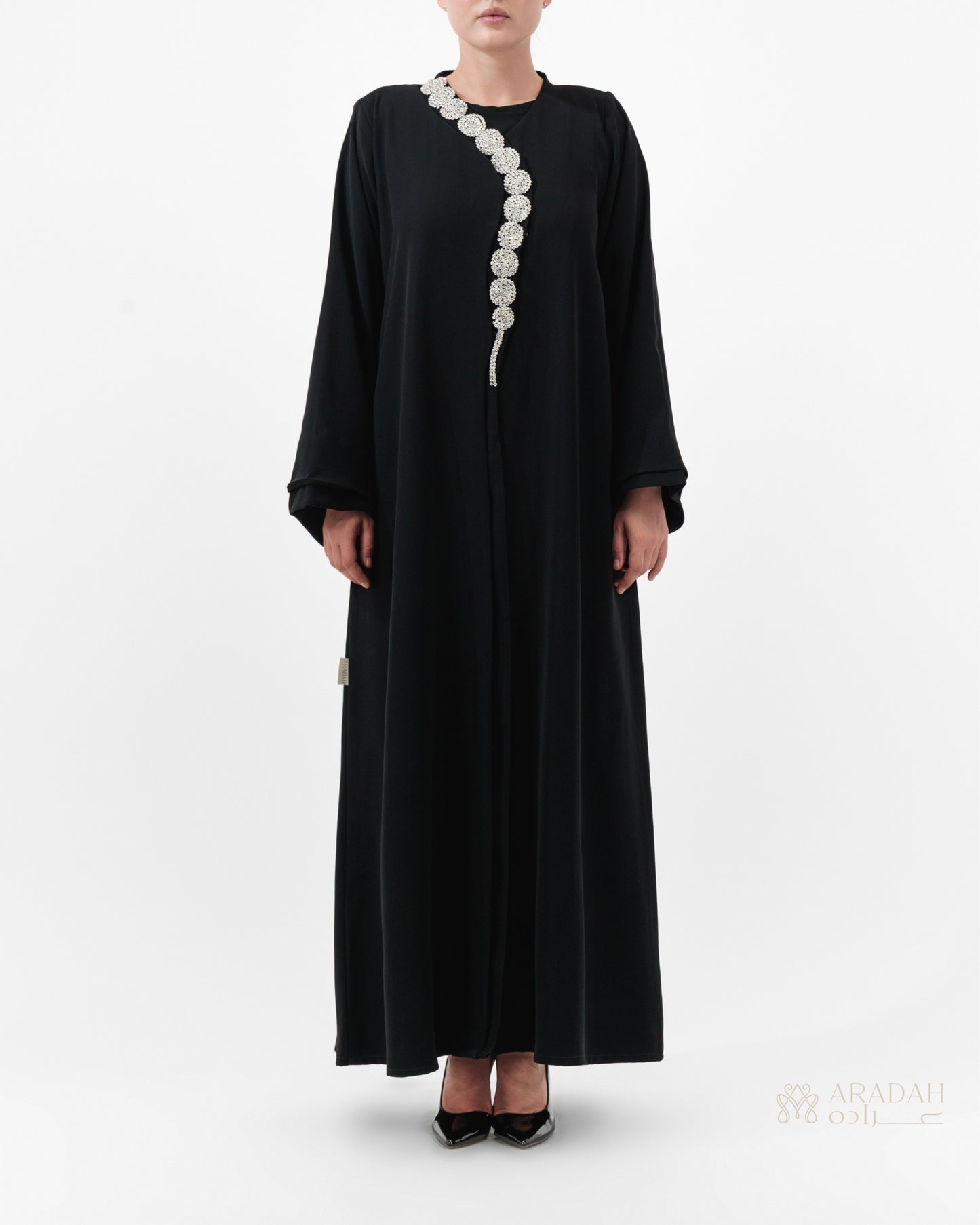 Aradah luxury abaya — Nidha fabric — Black — front view