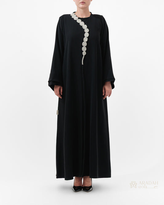 Aradah luxury abaya — Nidha fabric — Black — front view