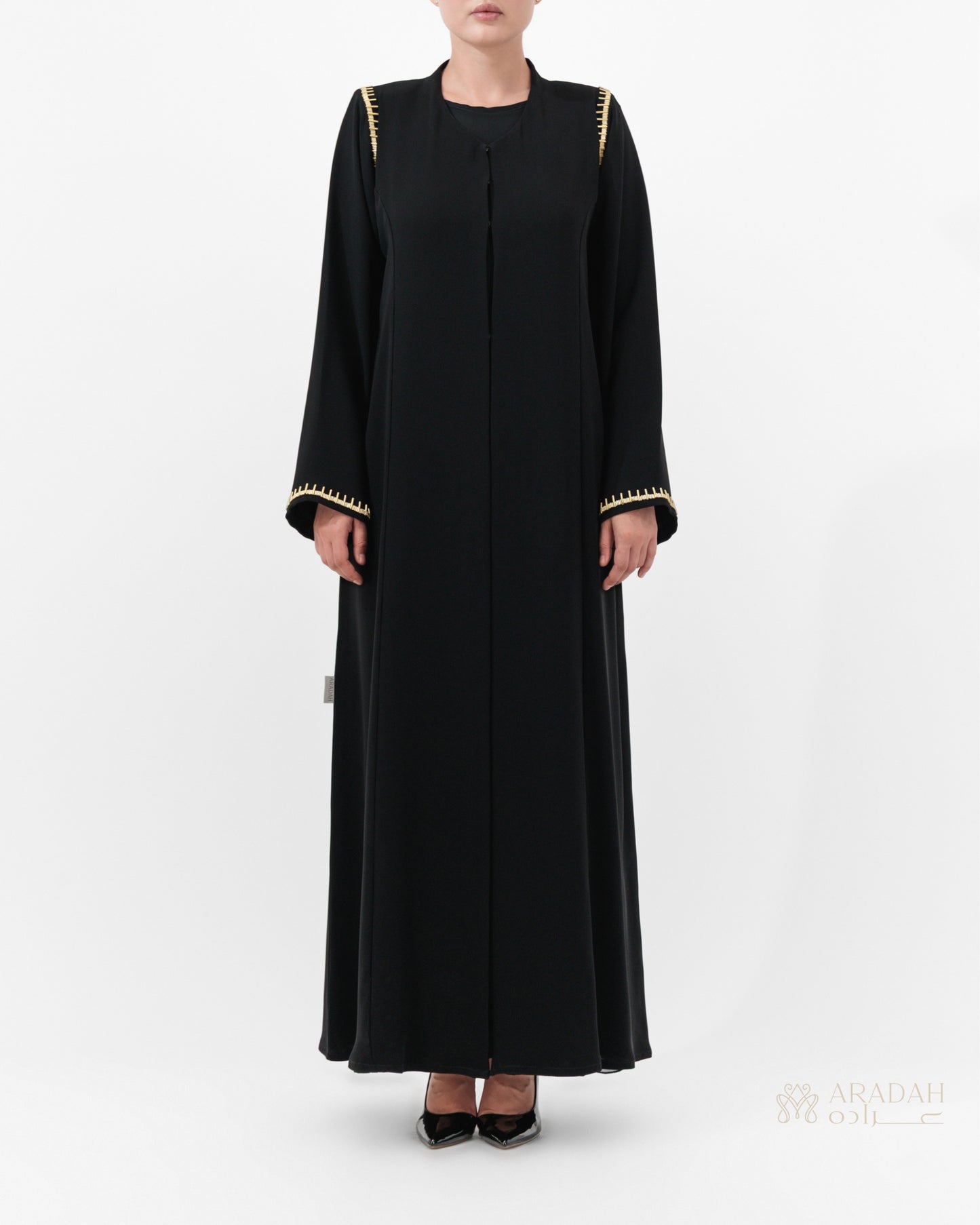 Aradah luxury abaya — Nidha fabric — Black — front view