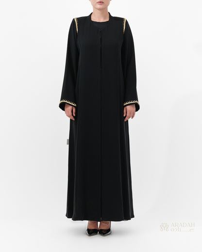 Aradah luxury abaya — Nidha fabric — Black — front view