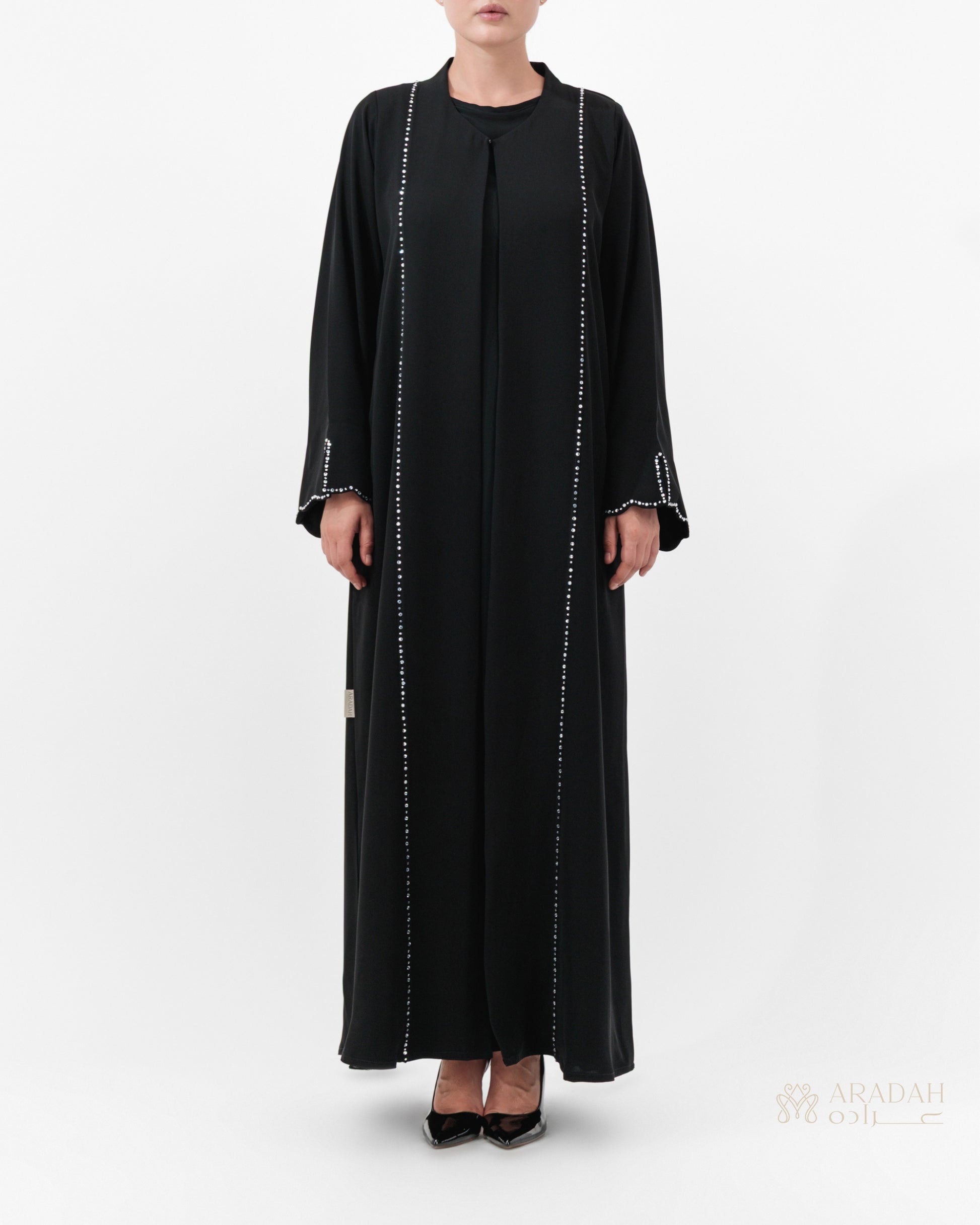 Aradah luxury abaya — Nidha fabric — Black — front view