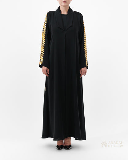 Helia abaya by Aradah — Nidha — black — front view