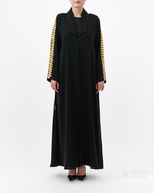Helia abaya by Aradah — Nidha — black — front view