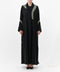 Beaded Talli abaya by Aradah — Nidha fabric — black — front view

