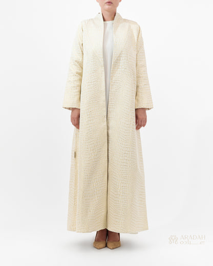 Aradah luxury abaya — Beige Jacquard — Front View