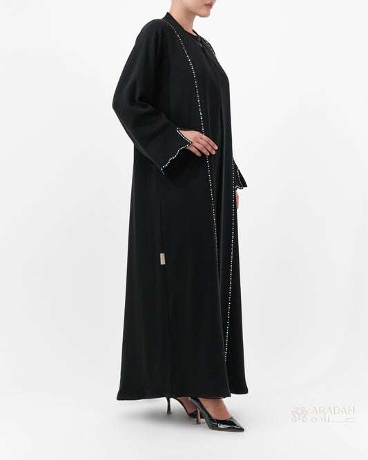 Aradah luxury abaya — Nidha fabric — Black — side view