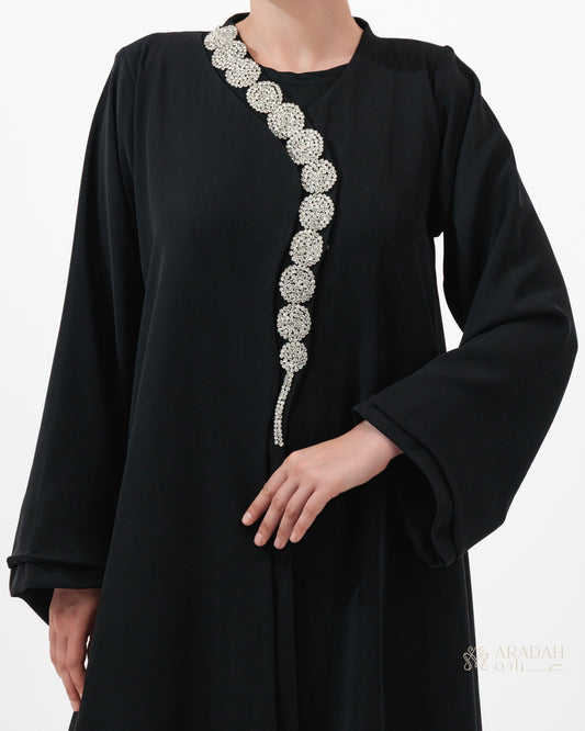Aradah luxury abaya — Nidha fabric — Black — front view

