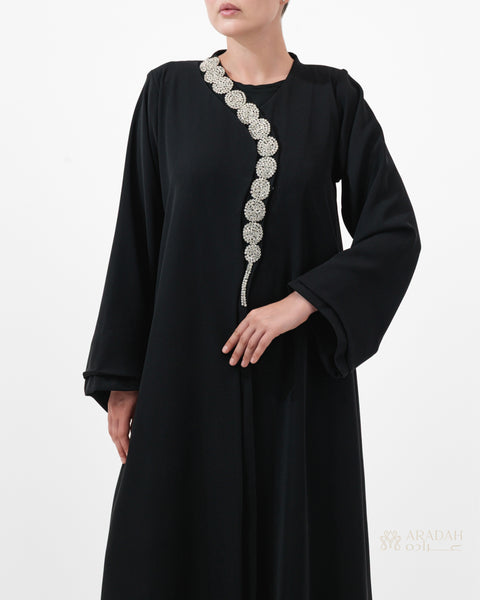 Aradah luxury abaya — Nidha fabric — Black — front view

