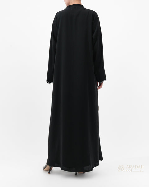 Aradah luxury abaya — Nidha fabric — Black — back view