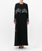 Regalia abaya — hand-applied wave embellishments on cuffs — detail

