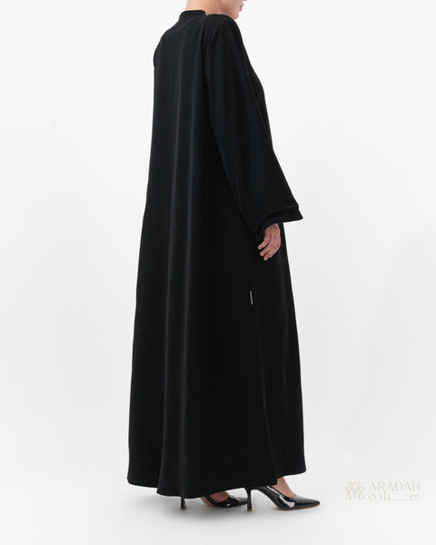 Aradah luxury abaya — Nidha fabric — Black — back view


