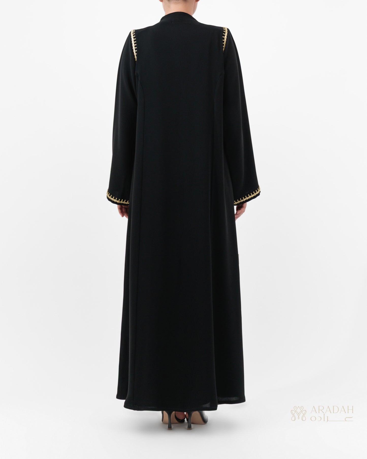 Aradah luxury abaya — Nidha fabric — Black — back view