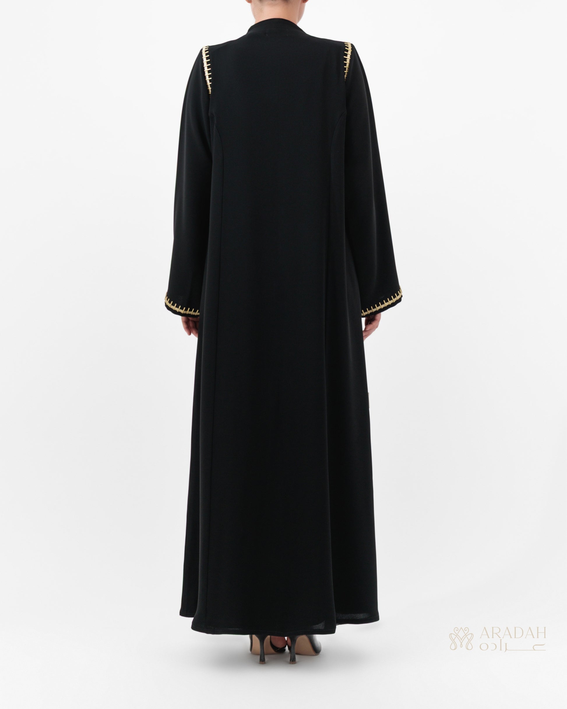 Aradah luxury abaya — Nidha fabric — Black — back view