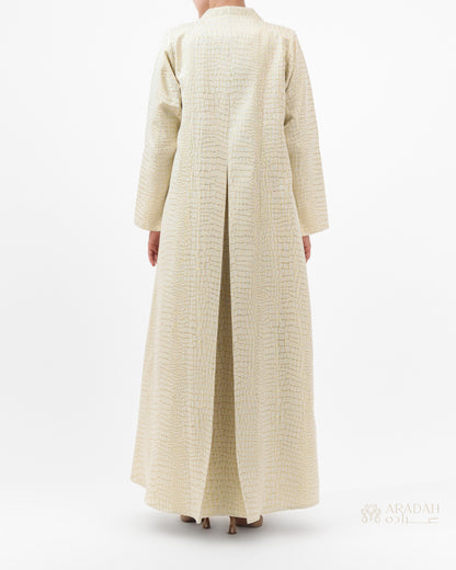 Aradah luxury abaya — Beige Jacquard — back View