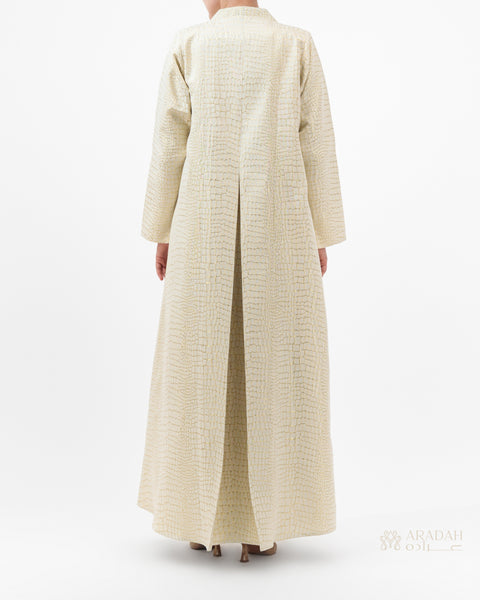 Aradah luxury abaya — Beige Jacquard — back View