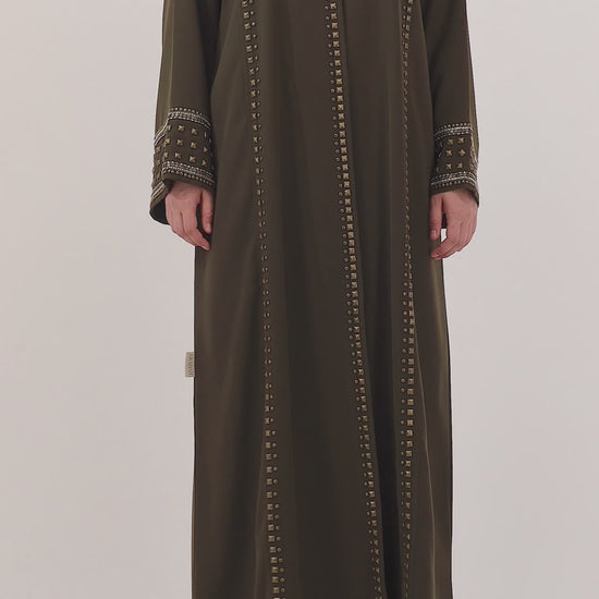 Aradah luxury abaya — Nidha fabric — Olive green— video