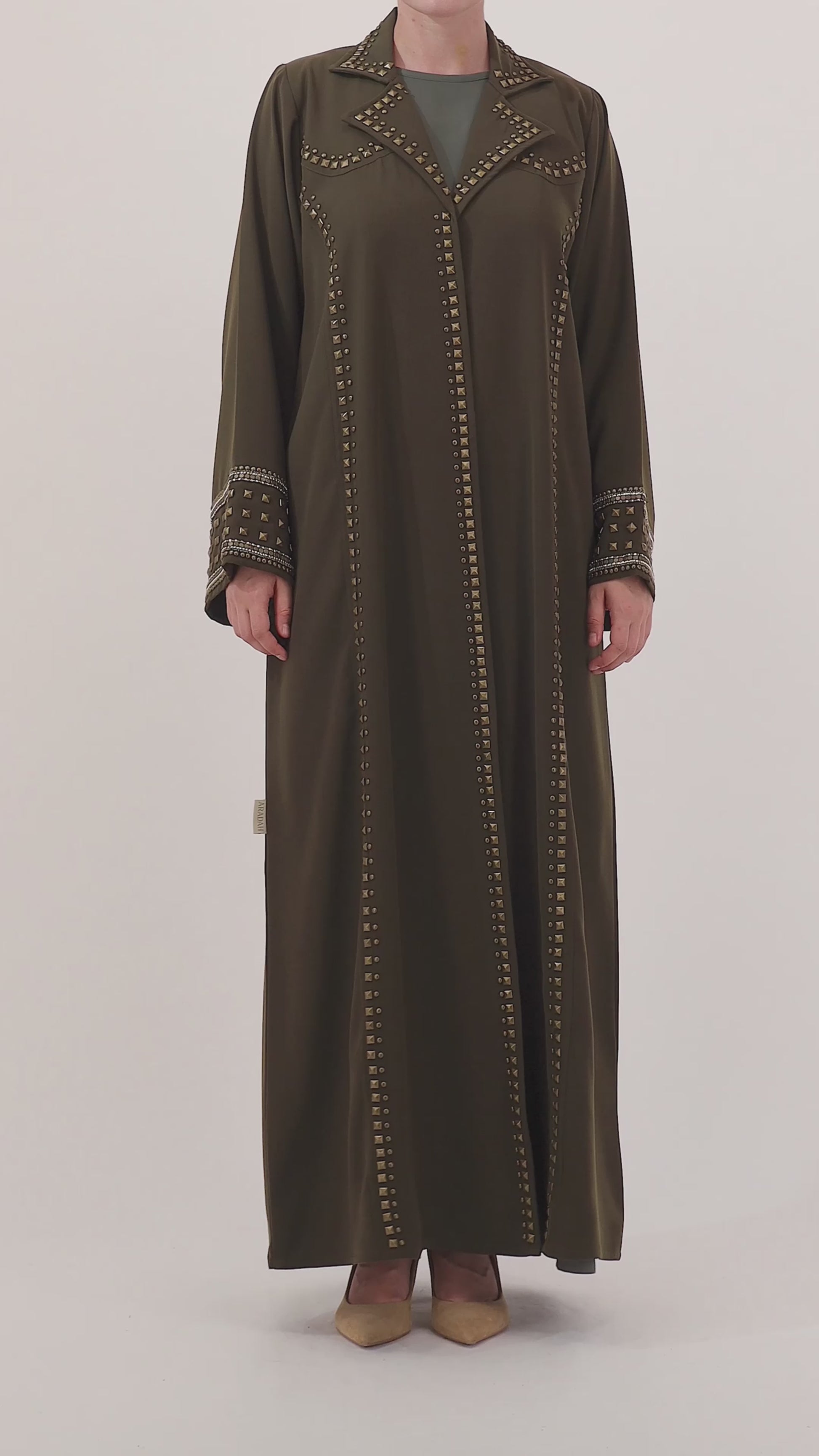 Aradah luxury abaya — Nidha fabric — Olive green— video