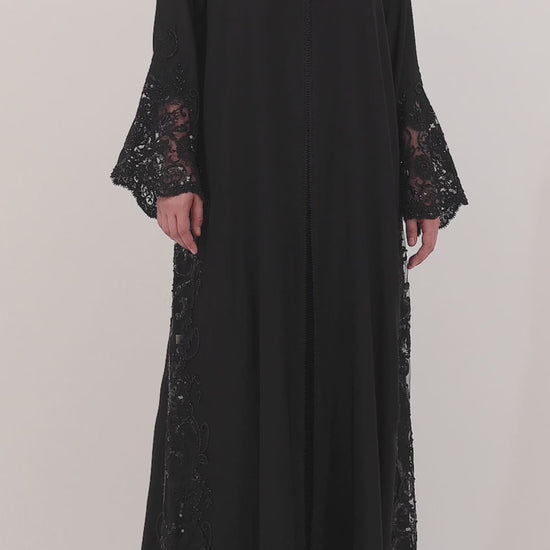 Aradah luxury abaya — Premium Nidha fabric — Black — Video 