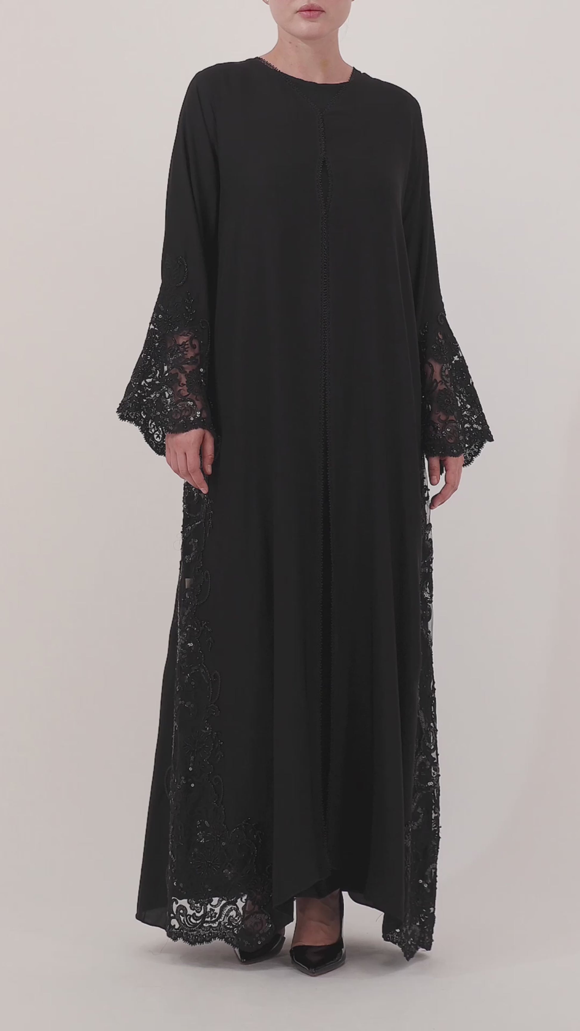 Aradah luxury abaya — Premium Nidha fabric — Black — Video 